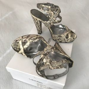 Calvin Klein Strappy Snakeskin Sandals